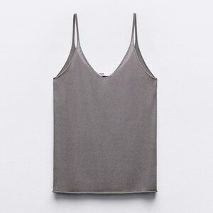 NWT Zara Knit Strappy Top Anthracite Gray Small